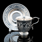 Чайная пара с гравировкой и чернением (серебро 875*)