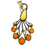 0049783/2111.4 Брошь Павлин ажурный (комбинированный)