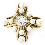 -08207 Традиции ФАБЕРЖЕ  Брошь "КРЕСТ-ЦВЕТОК"