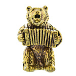 0052780 Микляихское литье Статуэтка "МЕДВЕДЬ С БАЯНОМ" Ж-116