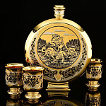 0049437 Златоуст Набор Охотника (Фляжка, 3 рюмки охотничьих) NAO - 0746