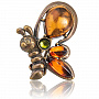 Брошь с янтарной вставкой "Пчелка Майя", фотография 2. Интернет-магазин ЛАВКА ПОДАРКОВ