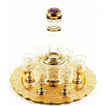 3944 Златоуст Набор питейный "Лазурный" Графин с рюмками на подносе, Яшма