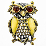 0045344/1374.4 Брошь Сова на веточке (белый)