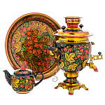 0078048 Самовар электрический "КЛУБНИКА" 3 л кругл поднос