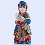 0023208 Скульптура из дерева "Девушка с котом"   23*10см