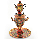 -4л-Нб- САМОВАР В НАБОРЕ "Хохломской.Рябинушка"4л  3 предмета  (чайник+ поднос)