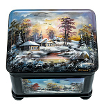 0074173/11,5*9*10см Художественная роспись  Шкатулка СУНДУЧОК "ЗИМА"
