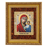 Настенная янтарная икона "Божья Матерь Казанская" 27х31,5 см