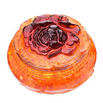 0054495/7*4см Янтарь Шкатулка КРУГЛАЯ С ЦВЕТКОМ  (янтарь, заливка) 00-00000485