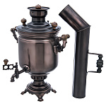 0069406 КОМПЛЕКТ КОМБИНИРОВАННЫЙ Самовар+труба "ШОКОЛАД" бурая патина 5 л