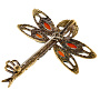 Брошь с янтарем "Ключик. Стрекоза", фотография 2. Интернет-магазин ЛАВКА ПОДАРКОВ