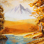Картина янтарная "Осень в горах" 60х80 см, фотография 4. Интернет-магазин ЛАВКА ПОДАРКОВ