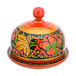 4311 Хохлома МАСЛЕНКА С КРЫШЕЧКОЙ 15*12см