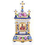 0062407/ГП Гжель КИОТ настольный "Георгий ПОБЕДОНОСЕЦ" 15*26см