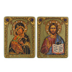 200459/15*20см  Венчальная пара икон "БМ Владимирская/Вседержитель" мор. дуб RTI-P24.m