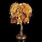 0055269-НП ДЕРЕВО ДЕНЕЖНОЕ ЯНТАРНОЕ с монетами на подставке, выс. 58см, шир.подставки d=17