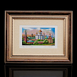 0064860/29*20см-цветной  Картина "СТАРАЯ МОСКВА. ХРАМ ХРИСТА СПАСИТЕЛЯ"в раме ПЕРЛАМУТР