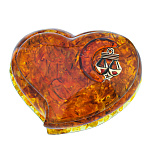 300835-НП Изделия из янтаря Шкатулка Сердце со знаком задика "ВЕСЫ" малый 14*10*7см