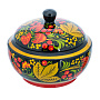 Сахарница "Клубника". Хохлома, фотография 1. Интернет-магазин ЛАВКА ПОДАРКОВ