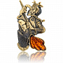 Брошь с янтарем "Баба Яга в ступе" (коньячный), фотография 2. Интернет-магазин ЛАВКА ПОДАРКОВ
