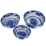 0072916 ГЖЕЛЬ Набор салатников ОВАЛЬНЫЙ 3 шт  в коб 