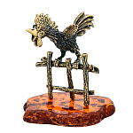 0073207/1235 Птица Петух Будильник Сувенир (коньячный)