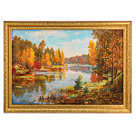 Картина янтарная "Лес у реки" 60х40 см
