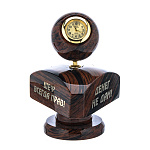 6706  Нат.камень Часы-табло настольные "Шеф" 17см Обсидиан  