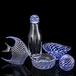 101143 Подарочный набор «Кобальт» (1 круглая шкатулка, 1 конфетница, 1 вазочка для закусок, 1 рыбка,