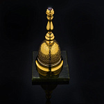 0046242/ЛТ Златоуст КОЛОКОЛЬЧИК на подставке Нефрит позолота, в ПУ