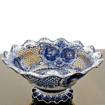 /зол Гжель Фруктовница "Подарочная" в золоте 18*36см Авт. Алехин С.С.