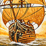 Картина янтарная "Корабль-парусник" 60х40 см, фотография 4. Интернет-магазин ЛАВКА ПОДАРКОВ