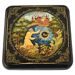 22340 Лаковая миниатюра Шкатулка "Золотая рыбка" (АР Кокорева) 12*12см (853-1)