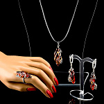 0025515 Серебро 925 КОМПЛЕКТ"Наваждение" серьги7,95; кольцо4,25, подвеска3,89