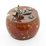 0021390-Б Янтарь Шкатулка "Елочка" Бронза