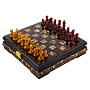 Шахматы с инкрустацией и фигурами из янтаря 30х30 см, фотография 1. Интернет-магазин ЛАВКА ПОДАРКОВ