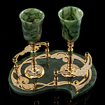 0070316 Златоуст НАБОР винный "НЕФРИТОВЫЙ" 2 персоны с общим подносом в уп.