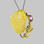 7230492/фианит-жемчуг/6,53г  Серебро 925* ПОДВЕСКА вст.Янтарь королевский фианит-жемчуг р/п