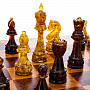 Шахматный ларец из березового капа с янтарными фигурами 42х42 см, фотография 6. Интернет-магазин ЛАВКА ПОДАРКОВ