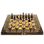 3622 Шахматная доска с фигурами "Арабески-Тина" 56*56см Янтарь Мореный дуб