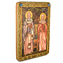 Икона из мореного дуба "Св. Киприан и Иустина Антиохийские" 21х29 см, фотография 3. Интернет-магазин ЛАВКА ПОДАРКОВ