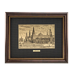 Офорт черно-белый "Манежная площадь. Кремль" 25х32 см