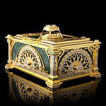 0049403 Златоуст Эксклюзивная нефритовая шкатулка 20*14*9 (горный хрусталь, фианиты)