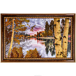 Янтарная картина "Береза у озера" 102х66 см
