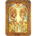 0056275/RTI-648.4m/21*29см Икона подарочная "Петр и Феврония" мор.дуб  в ПУ 