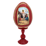 0070625-9*13(18)см  ЯЙЦО ПАСХАЛЬНОЕ на подставке "ВОСКРЕСЕНИЕ ХРИСТОВО!"  дерево/лак