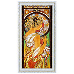 0040494/ЛО/60*30см Картина янтарная  "Женский портрет "