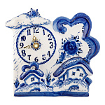0016691 Гжель Часы-панно "Картина" настенные Авт. Исаев С.В.