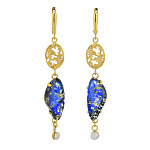 0068247/10,48г Серебро 925* СЕРЬГИ  вст.Янтарь/позолота